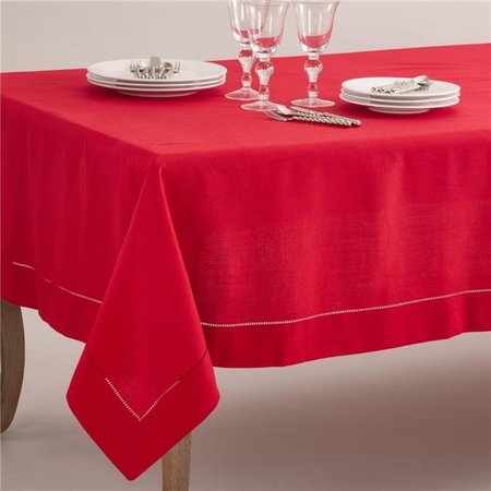 SARO LIFESTYLE SARO 6301.R70160B 70 x 160 in. Rectangle Classic Hemstitch Border Tablecloth  Red 6301.R70160B